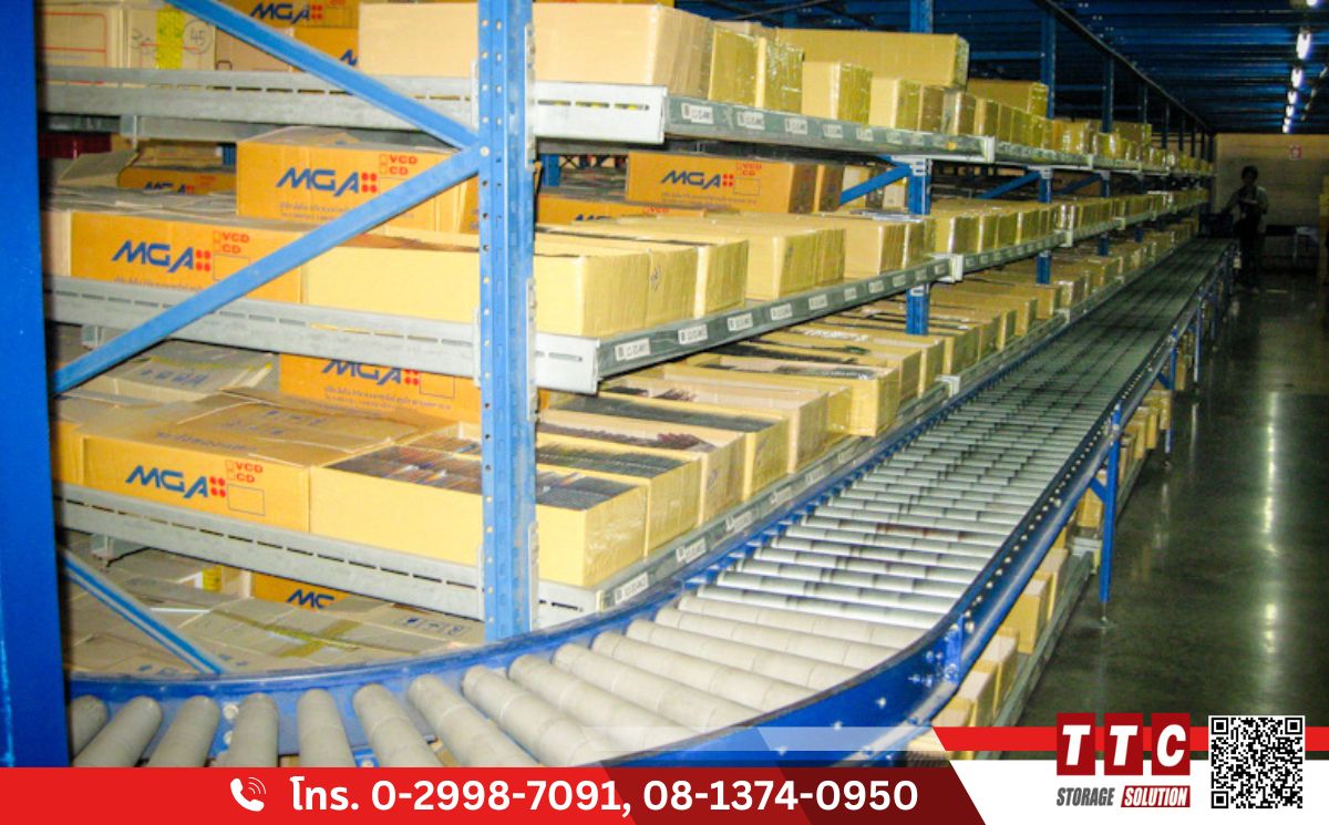 รับออกแบบผลิตชั้นวางขนาดใหญ่แบบพื้นลูกกลิ้ง Rollers System